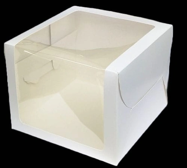 The Baking Curv Tall Cake Box 10x10x8 Inches with L-Shape Window – Elegant Window Box for Small Tier & Fondant Cakes - 10x10x8