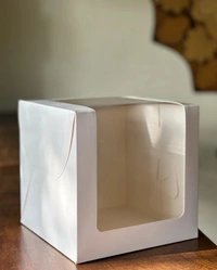 The Baking Curv Tall Cake Box 10x10x8 Inches with L-Shape Window – Elegant Window Box for Small Tier & Fondant Cakes - 10x10x8