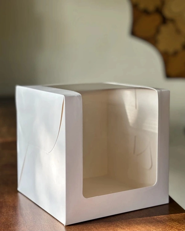 The Baking Curv Tall Cake Box 10x10x8 Inches with L-Shape Window – Elegant Window Box for Small Tier & Fondant Cakes - 10x10x8