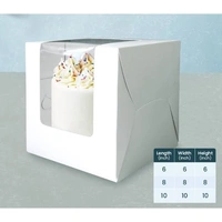 The Baking Curv Tall Cake Box 10x10x8 Inches with L-Shape Window – Elegant Window Box for Small Tier & Fondant Cakes - 10x10x8