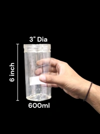 The Baking Curv Transparent Pet Jar 3" Dia 6 inch height (600ml) Daddy Jar 