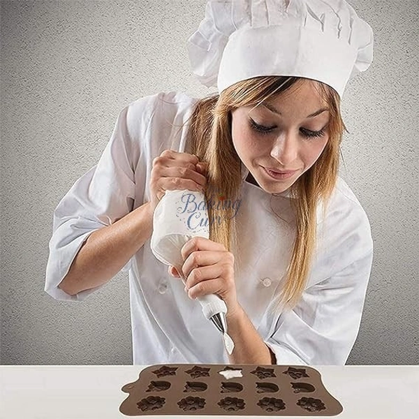 The Baking Curv Leaf & Flower Shape Silicone Chocolate Mould – 15-Cavity Non-Stick Tray for Candy Making & Cake Decoration