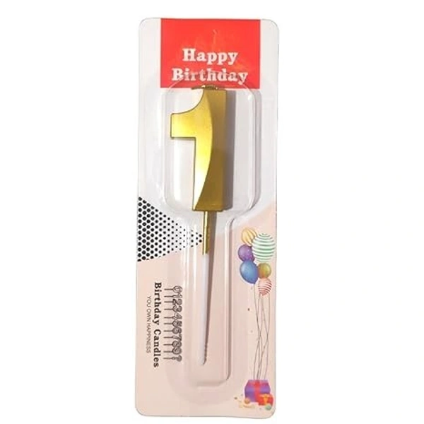 The Baking Curv Golden Number 1 Candle | Metallic Gold Cake Topper for Birthday, Party Decoration, Kids & Adults Celebration| Number Candle | Birthday Candle
