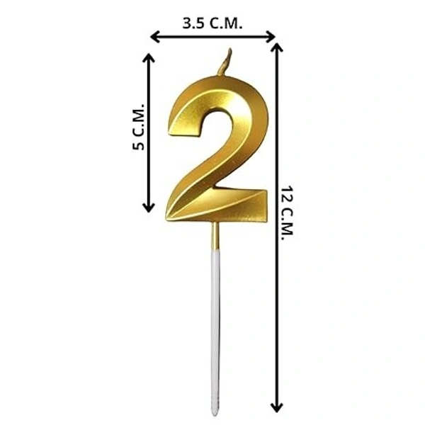 The Baking Curv Golden Number 2 Candle | Metallic Gold Cake Topper for Birthday, Party Decoration, Kids & Adults Celebration| Number Candle | Birthday Candle