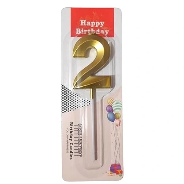 The Baking Curv Golden Number 2 Candle | Metallic Gold Cake Topper for Birthday, Party Decoration, Kids & Adults Celebration| Number Candle | Birthday Candle