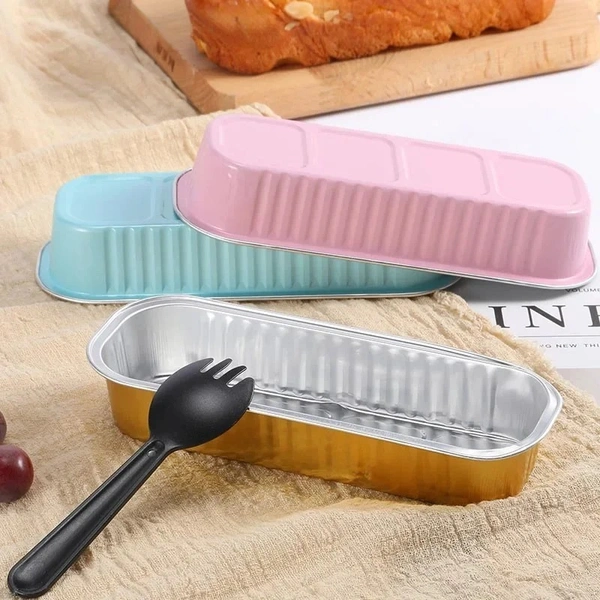 Rectangle Foil Limo Bake & Serve with Lid – Oven-Safe, Disposable Baking Tray with Dome Lid | The Baking Curv - Pack Of 10, Golden