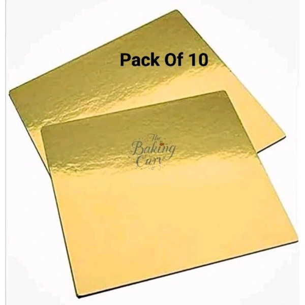 The Baking Curv Reusable Square MDF Cake Base – Ideal for Professional Cake Presentation (Pack Of 10)  - Golden, 4 Inch