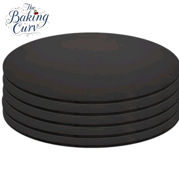 The Baking Curv Reusable Round MDF Cake Base – Ideal for Professional Cake Presentation (Pack Of 5)  - Black, 14 Inch