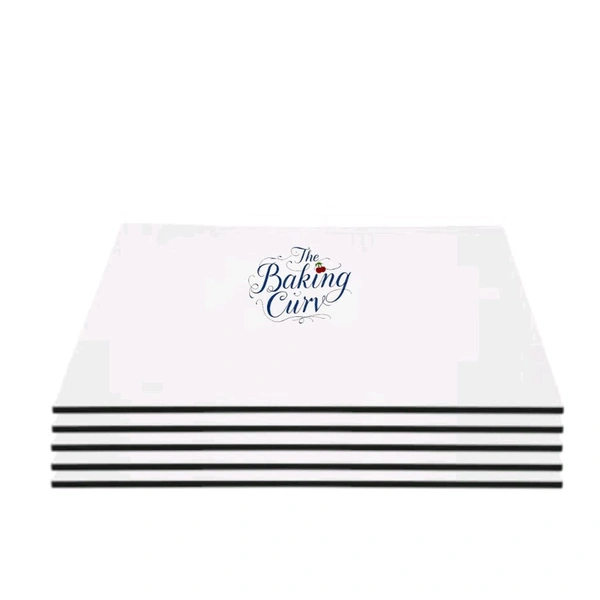 The Baking Curv Reusable Square MDF Cake Base 12x12 – Ideal for Professional Cake Presentation (Pack Of 5)  - 12 Inch, White