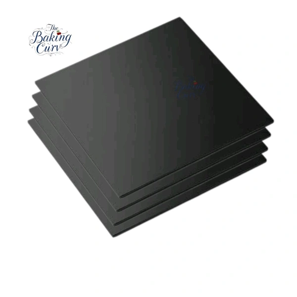 The Baking Curv Reusable Square MDF Cake Base 14x14 – Ideal for Professional Cake Presentation (Pack Of 5)  - 14 Inch, Black