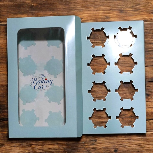 The Baking Curv 8 Cavity Cup Cake Box - Cyan Aqua, Pack 5