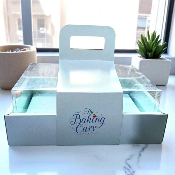 The Baking Curv 6 Cavity Cup Cake Box - Turquoise Blue, Pack Of 5