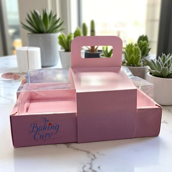 The Baking Curv 6 Cavity Cup Cake Box - Pack Of 5, Pink