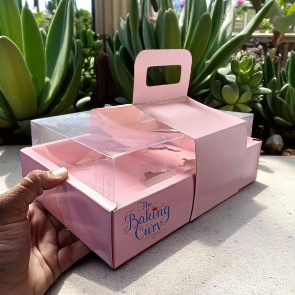 The Baking Curv 6 Cavity Cup Cake Box - Pack Of 5, Pink