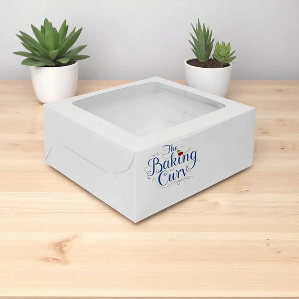 The Baking Curv Cake Box With Window 10x10 Plain White - Pack of 5, White