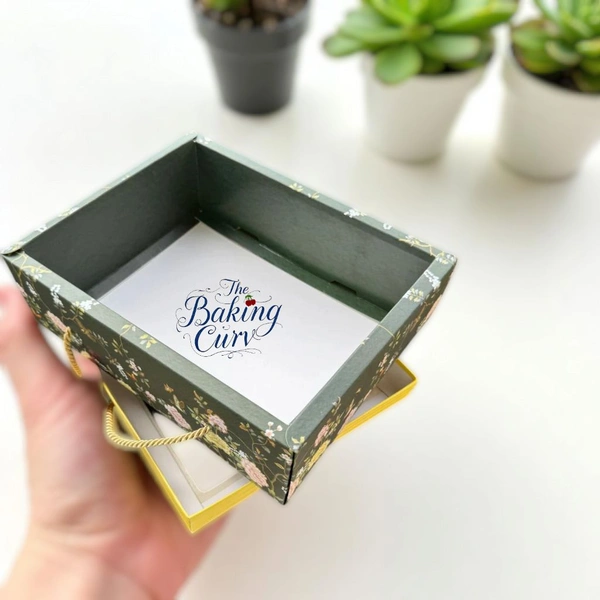 The Baking Curv "Luxury Emerald Green Foiled Hamper Box with Lace | Gift Packaging Box for Rakhi, Wedding, Festive Hampers" - Pack Of 5, Emerald Green