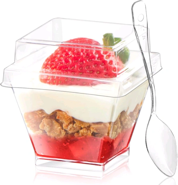 The Baking Curv Moouse Cup Premium Clear Dessert Glass with Lid (D5)