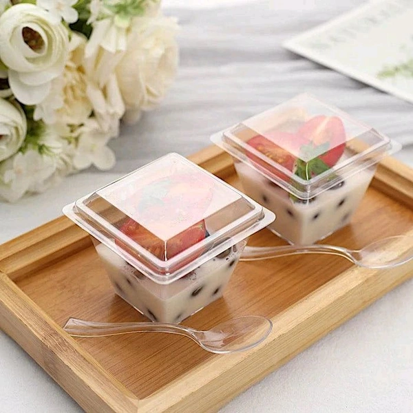 The Baking Curv Moouse Cup Premium Clear Dessert Glass with Lid (D5)