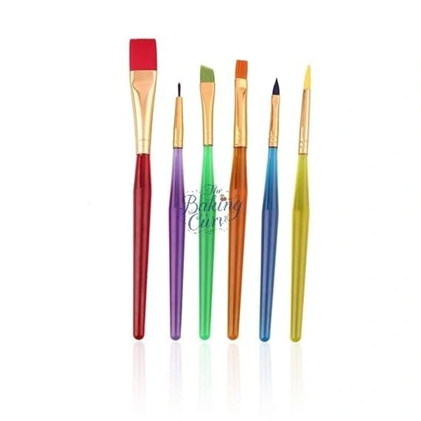 Set of 6 Different Sizes Synthetic Flat Paint Brush for Nail Brush Art, Artist Acrylic Painting(Synthetic Hair;Plastic)
