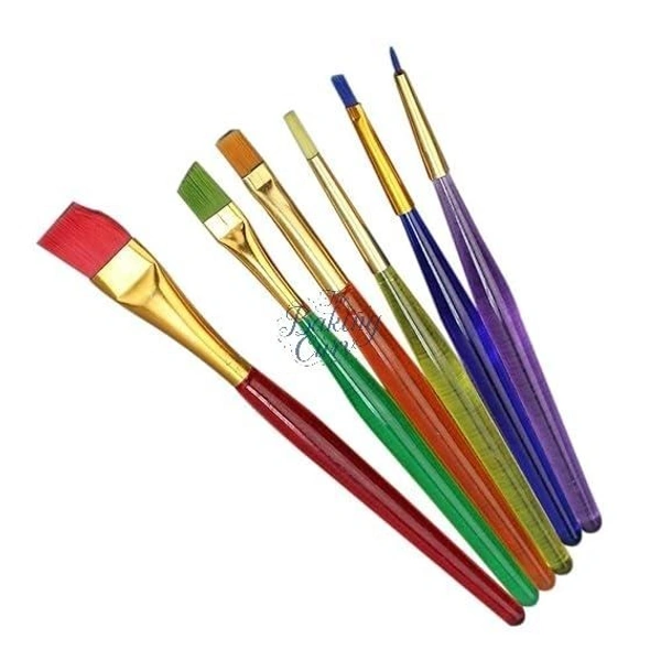 Set of 6 Different Sizes Synthetic Flat Paint Brush for Nail Brush Art, Artist Acrylic Painting(Synthetic Hair;Plastic)