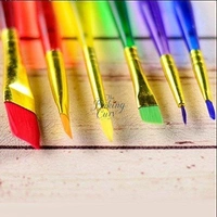 Set of 6 Different Sizes Synthetic Flat Paint Brush for Nail Brush Art, Artist Acrylic Painting(Synthetic Hair;Plastic)