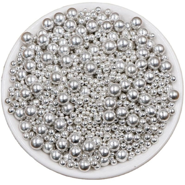 The Baking Curv Cake Topper Silver Sprinklers Mix Size (Imported Super Quality) 500Gms - 500 Gms