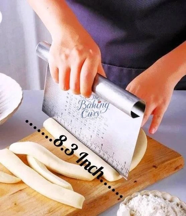 "Stainless Steel Dough Scraper – 8.3 Inch Multipurpose Bench Scraper for Baking & Chopping"