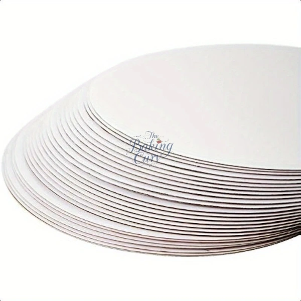 The Baking Curv Reusable Round MDF Cake Base – Ideal for Professional Cake Presentation - 8 Inch, White, Pack of 10