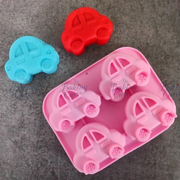 The Baking Curv Car Shape Silicone Mould – 4-Cavity Non-Stick, Flexible & Reusable Tray for Chocolate, Jelly, Candy & Kids' Treats