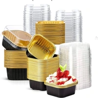 The Baking Curv Rectangle & Square Foil Containers with Lid 3x3 – Multipurpose, Disposable, Leakproof Aluminum Trays for Baking, Storage & Takeaway - 4x4, Black, Pack Of 25