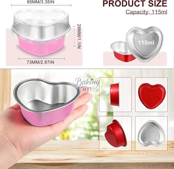 The Baking Curv Direct Baking Heart Shape Foil Container - Pack of 10, Pink