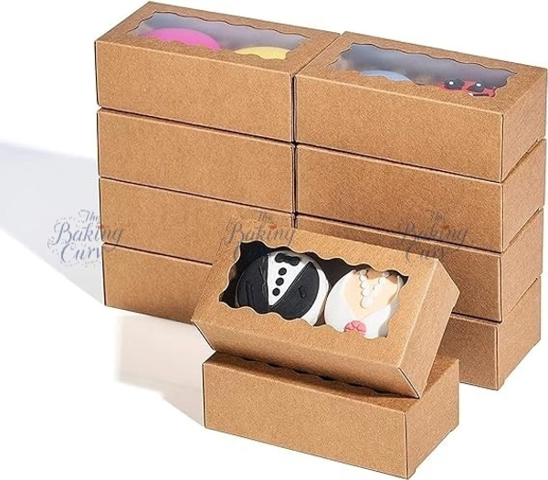 The Baking Curv Kraft 2 Brownie Box  - Pack of 10