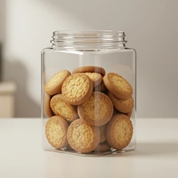 The Baking Curv Transparent Round Pet Jar 3.5" Dia 3 inch Height Specially For Cookies