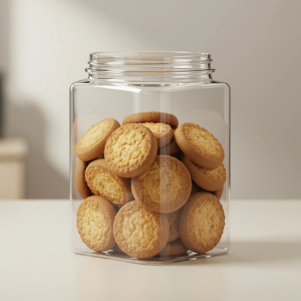 The Baking Curv Transparent Round Pet Jar 3.5" Dia 3 inch Height Specially For Cookies