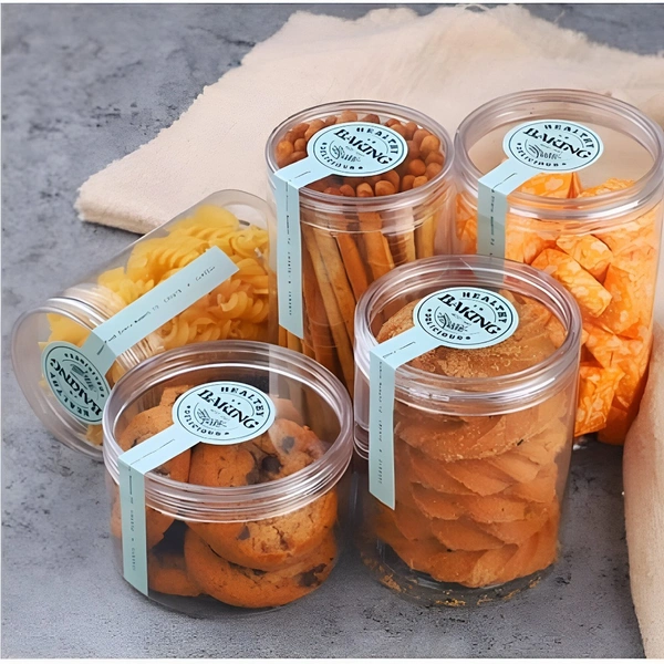 The Baking Curv Transparent Round Pet Jar 3.5" Dia 3 inch Height Specially For Cookies