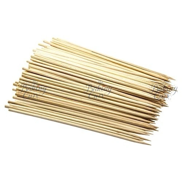 The Baking Curv (8 inches) Natural Bamboo Wooden Skewer Satay Sticks /BBQ Sticks for Kebab Chicken Paneer Tikka Fruits Salad for Barbecue and Grilling  - 8 Inch