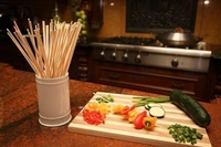 The Baking Curv (8 inches) Natural Bamboo Wooden Skewer Satay Sticks /BBQ Sticks for Kebab Chicken Paneer Tikka Fruits Salad for Barbecue and Grilling  - 8 Inch