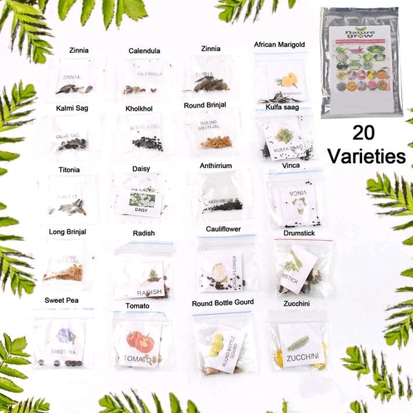 20 Varitites Of Vegetables And Flowers Seed Combo 