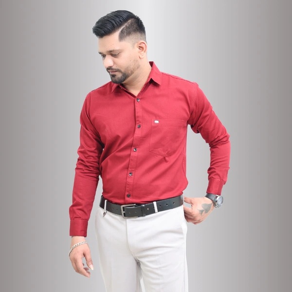 Look Me Apparel Red Solid Cotton Premium Shirt for men - M, Red
