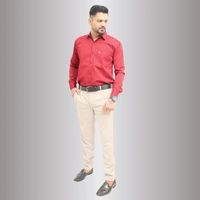Look Me Apparel Red Solid Cotton Premium Shirt for men - M, Red