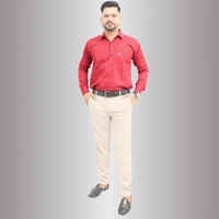 Look Me Apparel Red Solid Cotton Premium Shirt for men - M, Red