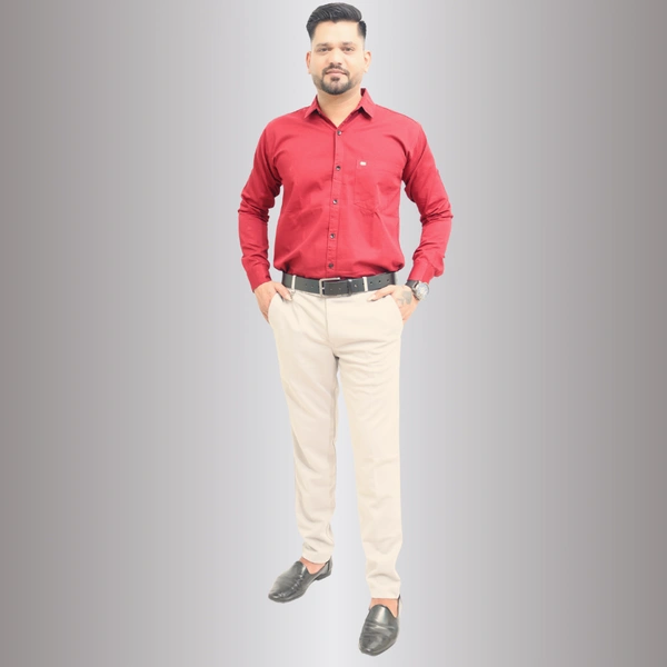 Look Me Apparel Red Solid Cotton Premium Shirt for men - M, Red