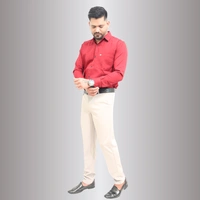 Look Me Apparel Red Solid Cotton Premium Shirt for men - M, Red