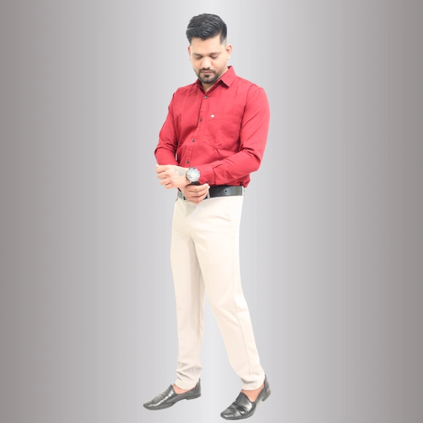 Look Me Apparel Red Solid Cotton Premium Shirt for men - M, Red