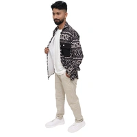 Look Me Apparel Men Black & White Tribal Print Shirt | Full Sleeve | Casual Fit | Statement Style - XL, Multicolor