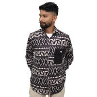 Look Me Apparel Men Black & White Tribal Print Shirt | Full Sleeve | Casual Fit | Statement Style - XL, Multicolor