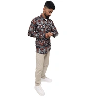 Look Me Apparel Men Brown Tribal Printed Shirt | Full Sleeve | Two Chest Pockets | Casual Fit | Cotton Blend - XL, Multicolor