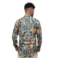 Look Me Apparel Men Multicolor Artistic Printed Shirt | Full Sleeve | Casual Fit | Festival & Party Wear - M, Multicolor