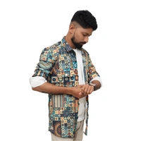 Look Me Apparel Men Multicolor Artistic Printed Shirt | Full Sleeve | Casual Fit | Festival & Party Wear - M, Multicolor