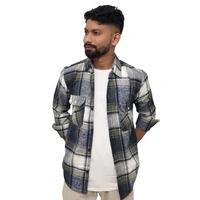 Look Me Apparel Men Multicolor Checked Shirt | Navy, Olive & White | Full Sleeve | Casual Fit | Cotton Flannel - XL, Green::White